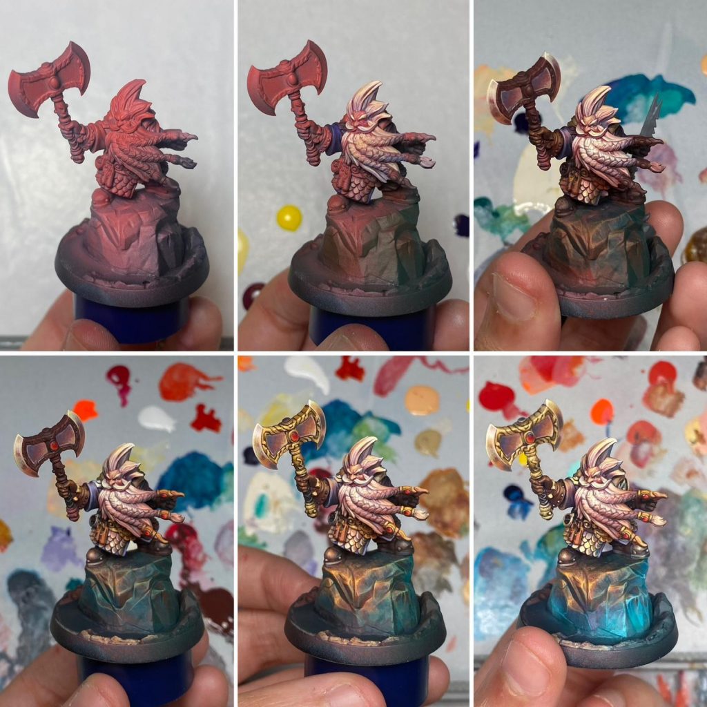 Miniatura de enano con hacha pintada por Droidena