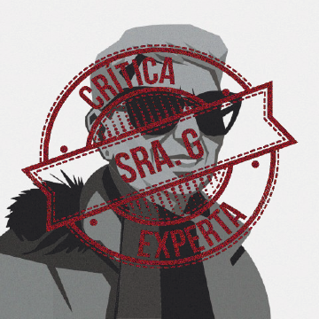 Ilustración estilizada de una mujer mayor con gafas de sol, sobre la que aparece un sello que dice Crítica Sra. G Experta