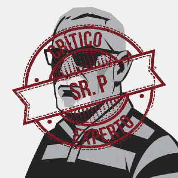 Ilustración estilizada de un hombre mayor con gafas de sol, sobre la que aparece un sello que dice Crítico Sr. P Experto