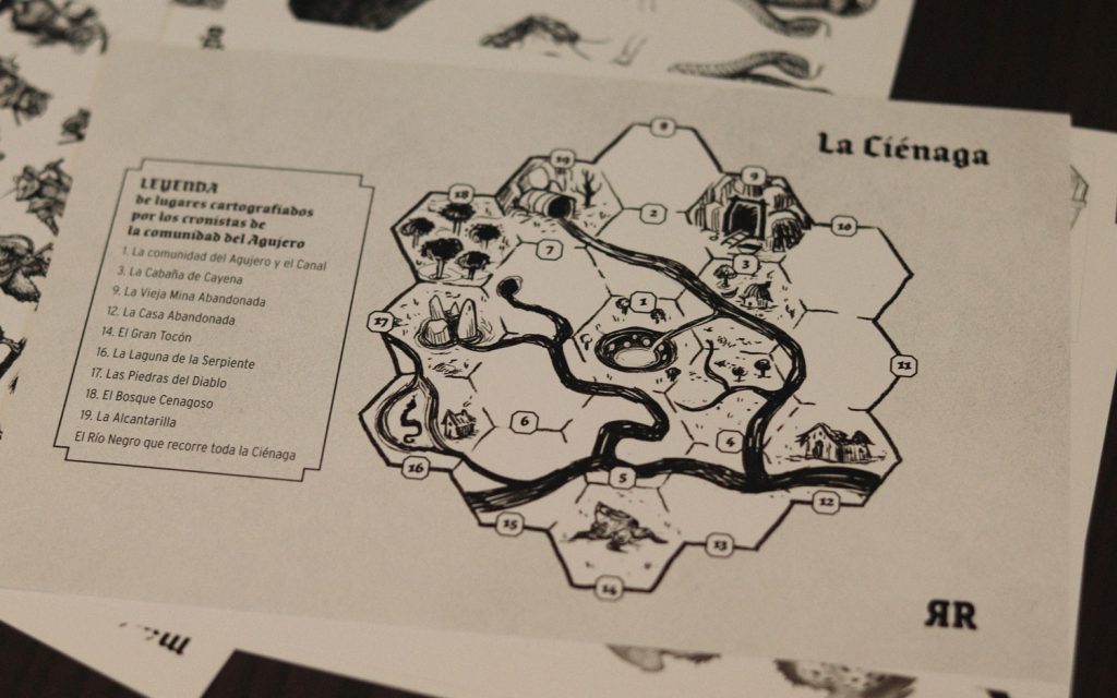 Mapa hexagonal de Mausritter Veneno en la Ciénaga