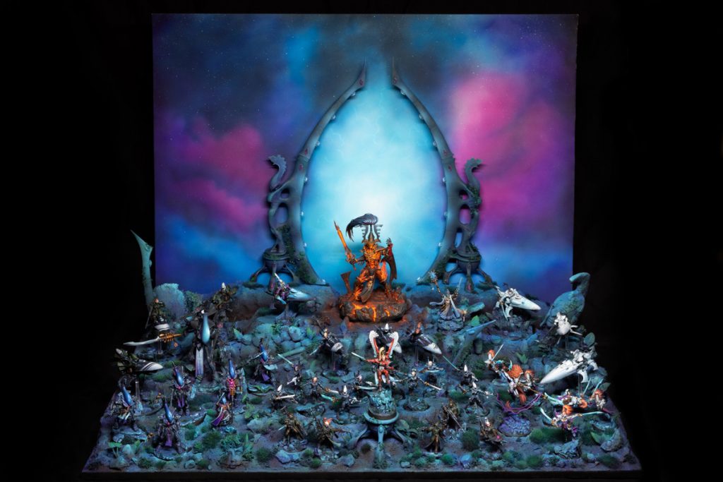 Versión digital del proyecto Aeldari con propuesta de iluminación y esquema de color