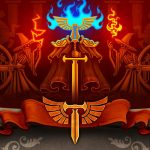 Ilustración de fantasía con magos enfrentados, fuego y relámpagos, representando el duelo estratégico de Tenacy