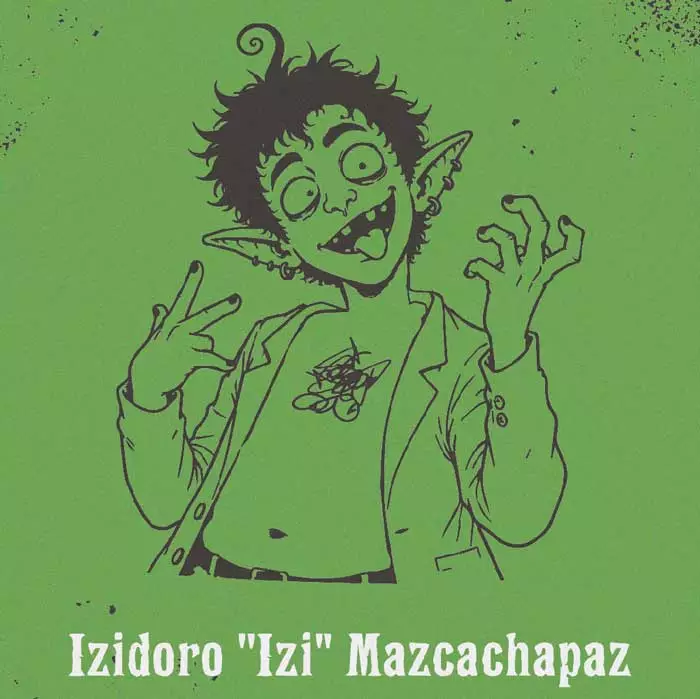 Ilustración de Izidoro “Izi” Mazkachapaz, un goblin trastornado durante el baile de graduación en Goblin Prom