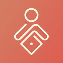 Logotipo de KLEFF con símbolo minimalista sobre fondo coral