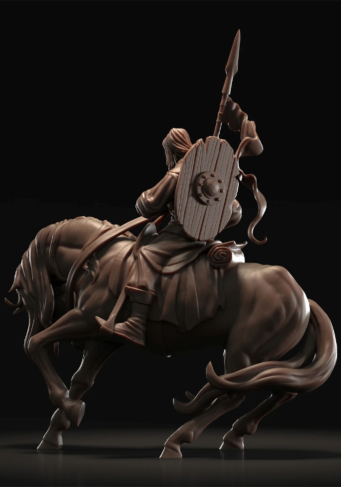 Escultura de un jinete a caballo realizada por María Esturillo, inspirada en una ilustración de Djangojy