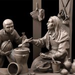 Escultura de María Esturillo inspirada en La vieja friendo huevos de Velázquez
